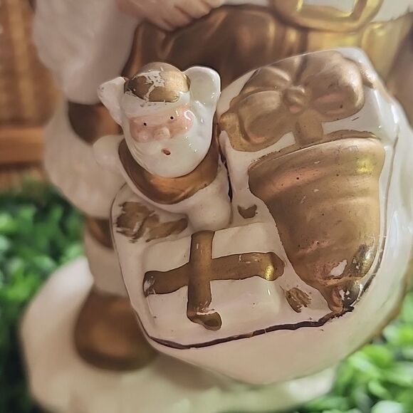 Vintage Gold Santa With Pack Full Of Toys - Picture 3 of 11